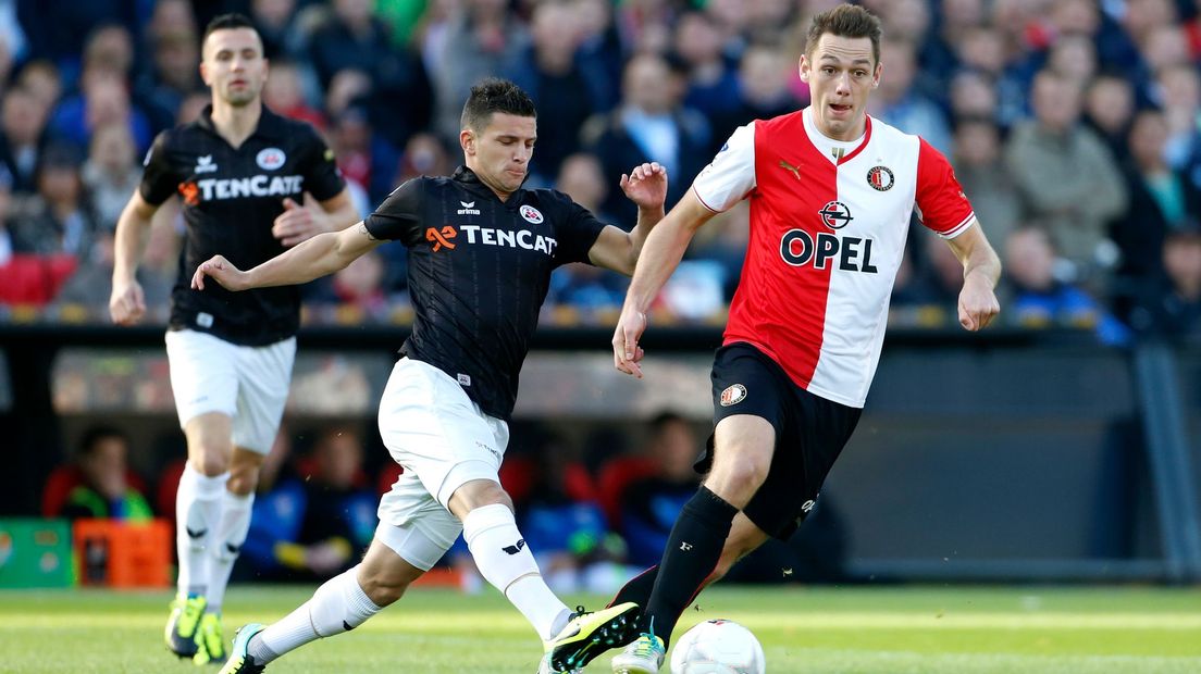 Heracles won alleen in 2013 in De Kuip. Feyenoord-aanvaller Bryan Linssen speelde toen nog voor de Almeloërs