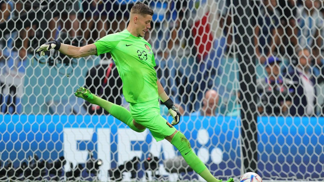 Andries Noppert in actie voor Oranje op het WK in Qatar
