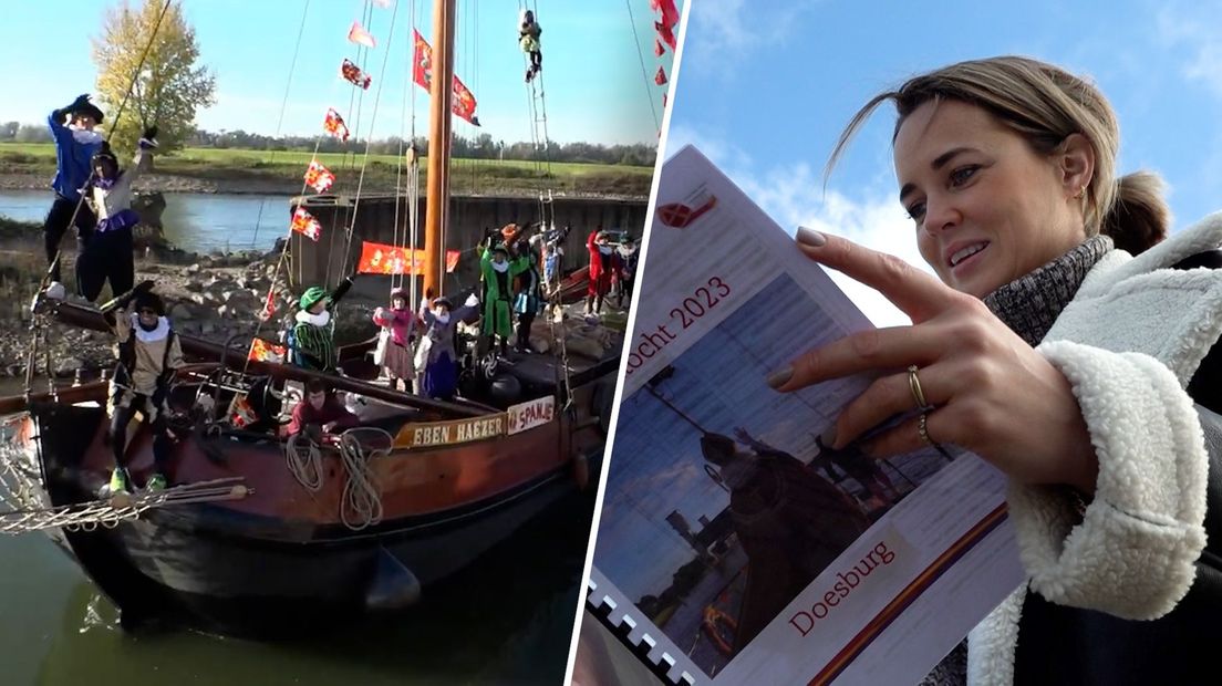 Rosalie met het draaiboek voor de sinterklaasintocht