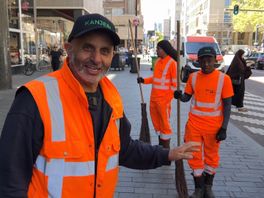 Ali Charradi ging er dinsdagochtend met zijn collega’s van Stadsbeheer weer vol tegenaan.