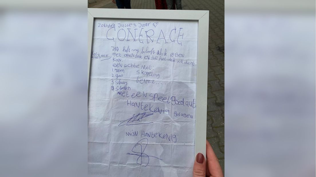 Het contract dat werd opgesteld door de 9-jarige Janniek (Rechten: Eigen foto)