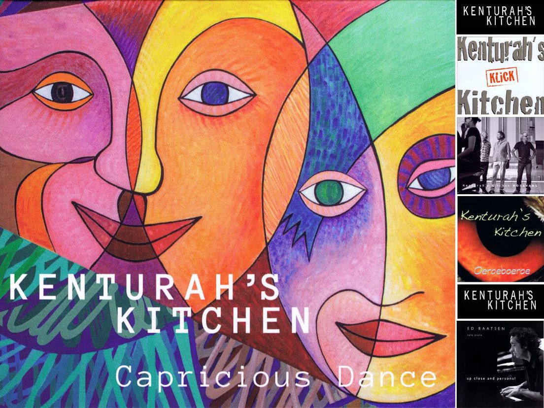 'Capricious Dance', de nieuwste cd van Kenturah's Kitchen, plus eerdere uitgaven van de band en de solo-cd van Ed Baatsen.