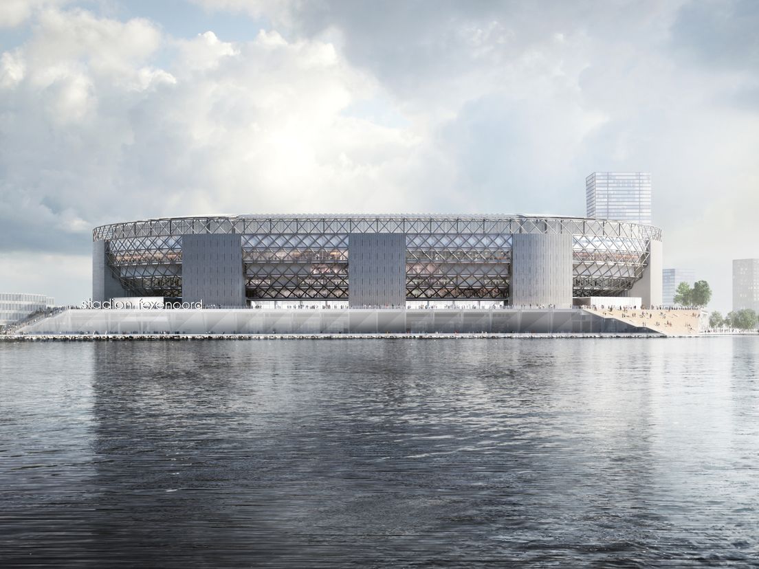 Artist impression van het nieuwe stadion van Feyenoord Bron: OMA