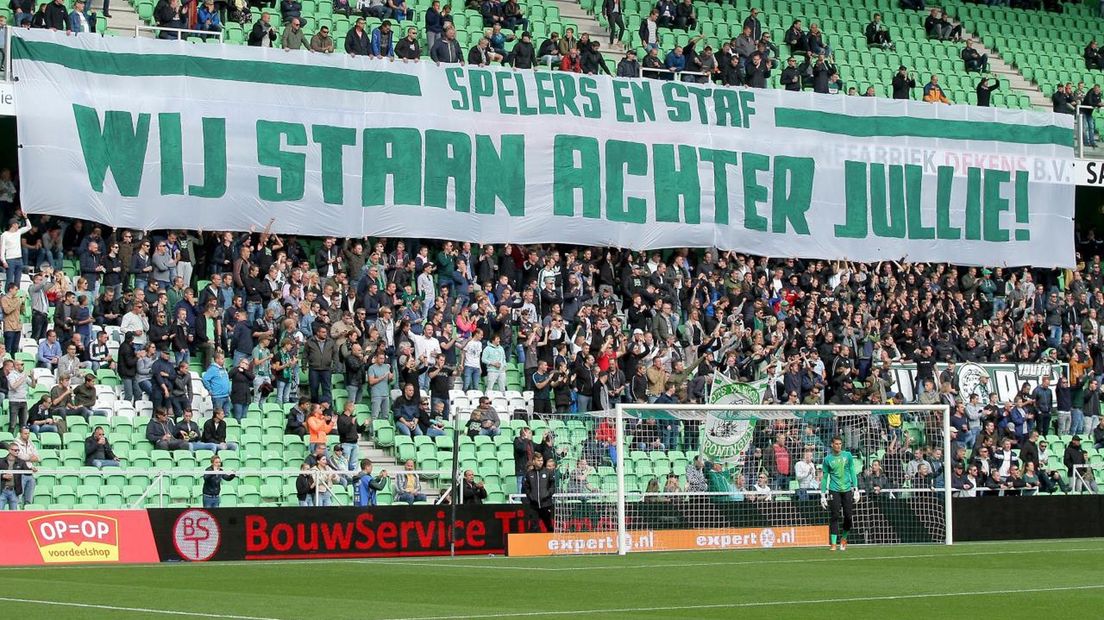 Spandoek voor de wedstrijd tegen Utrecht