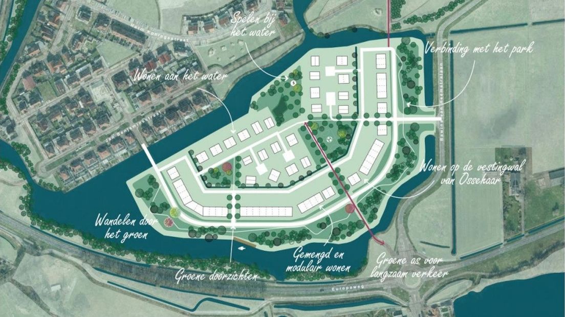 Concept 3 voor de nieuwbouw wijk Ossehaar C in Coevorden