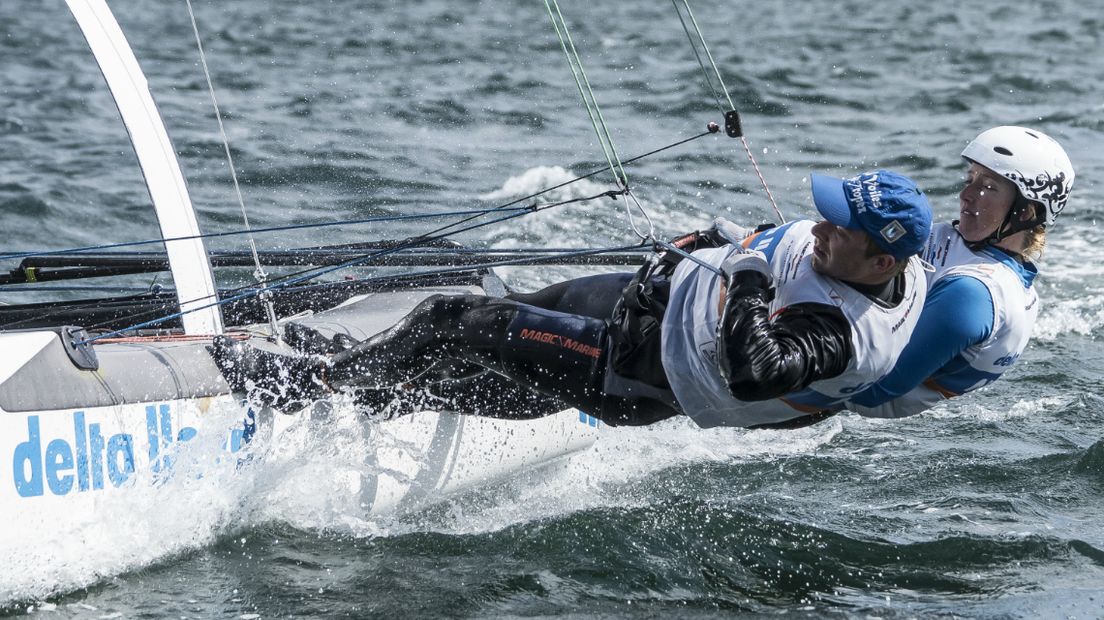 WK zeilen: Coen de Koning (l) en Mandy Mulder.