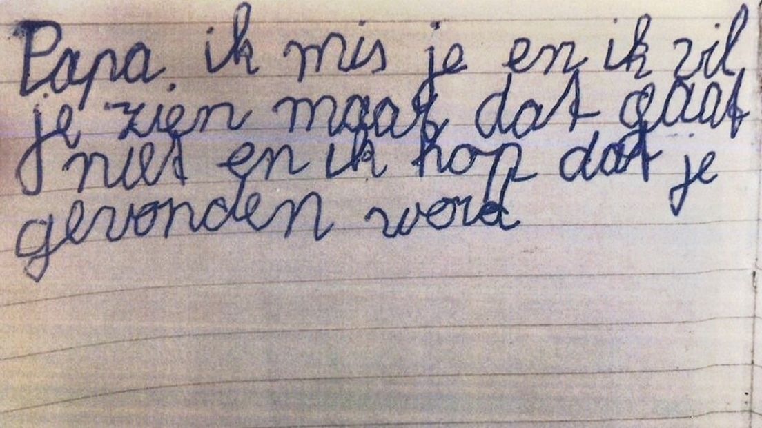 Briefje van de dochter van Herman Ploegstra over de verdwijning van haar vader
