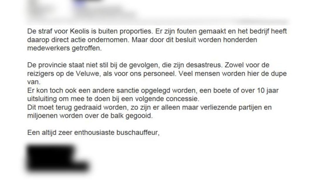 Een brief van een chauffeur.
