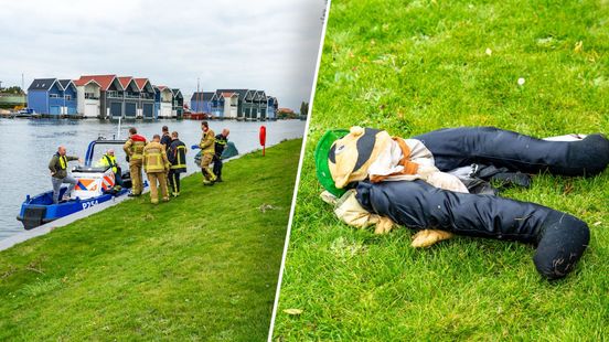 Foto: Persoon te water blijkt pop met snor en hoed