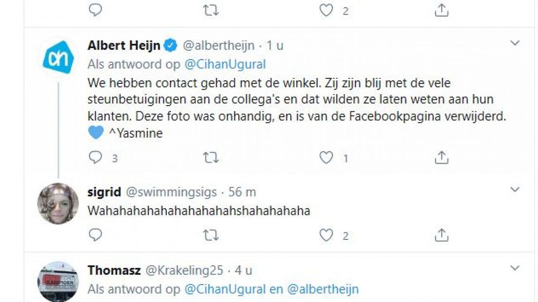 De tweet van Albert Heijn | Bron: Twitter