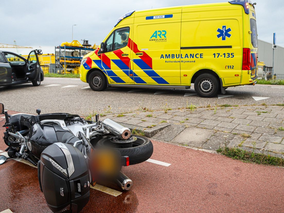 De motor is op het fietspad terechtgekomen
