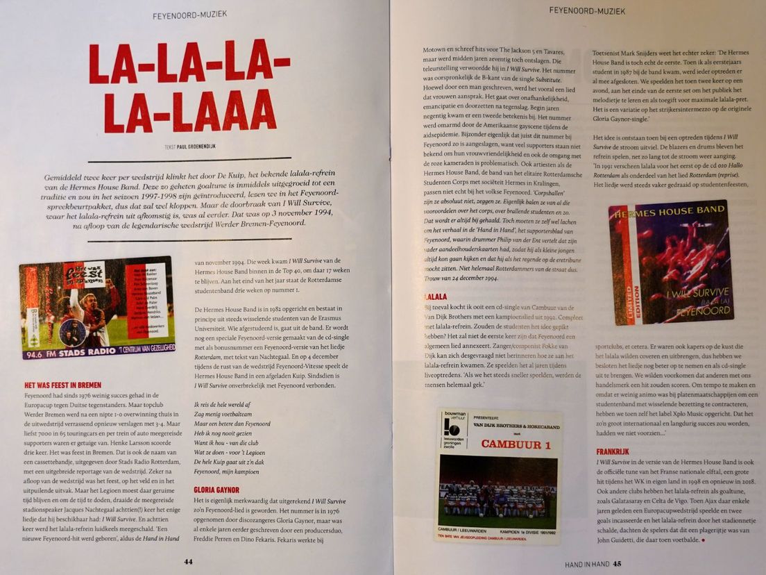 Artikel van Paul Groenendijk in 'Hand in Hand', magazine van de officiële supportersvereniging De Feijenoorder.