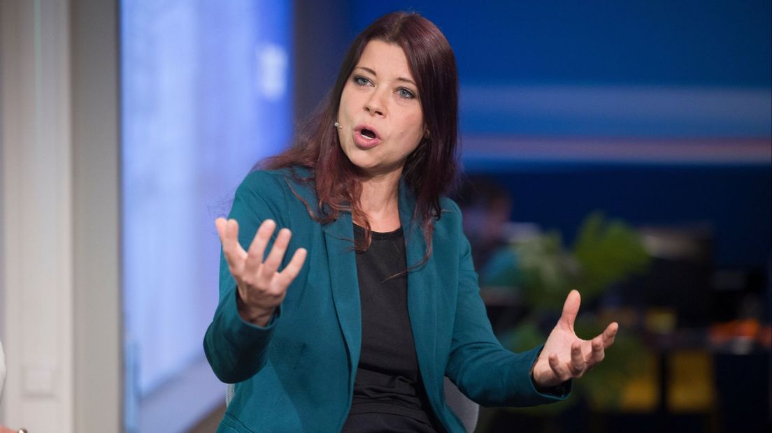 Lisa Westerveld tijdens een verkiezingsdebat