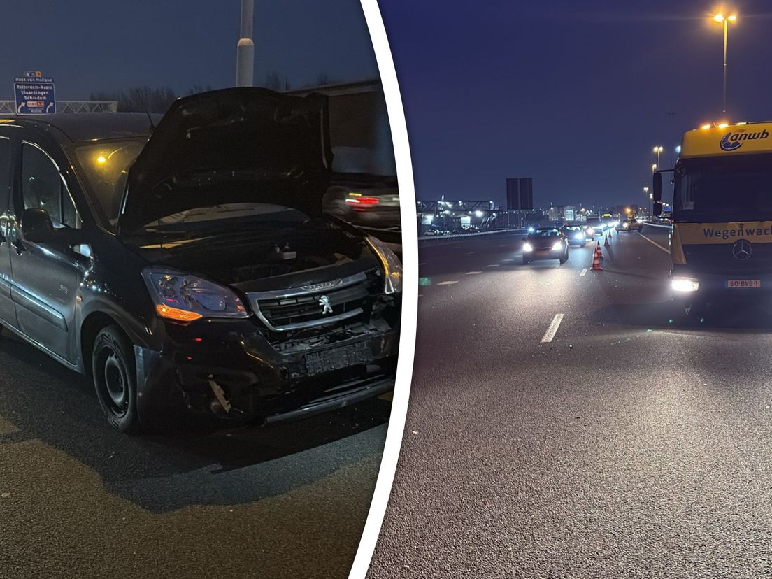 De linkerrijstrook van de A4 richting Rotterdam was even afgesloten.