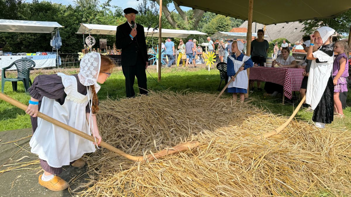Ook kinderen pikken graantje mee op oogstdag in Lhee