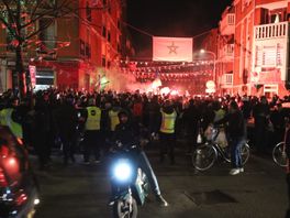 Feestvierders blokkeren Vaillantlaan na WK-overwinning Marokko