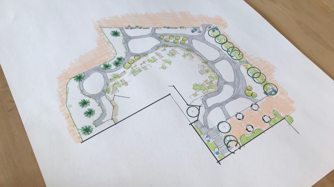 Een schets van de kweektuin (Rechten: Janet Oortwijn/RTV Drenthe)