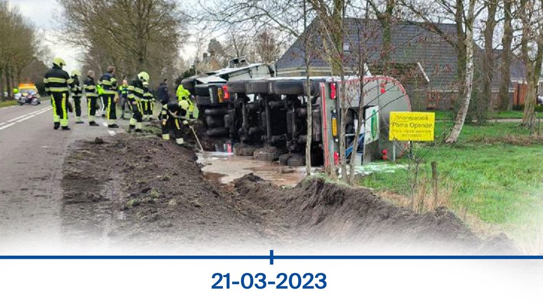 Een gekantelde melkwagen bij Houtigehage