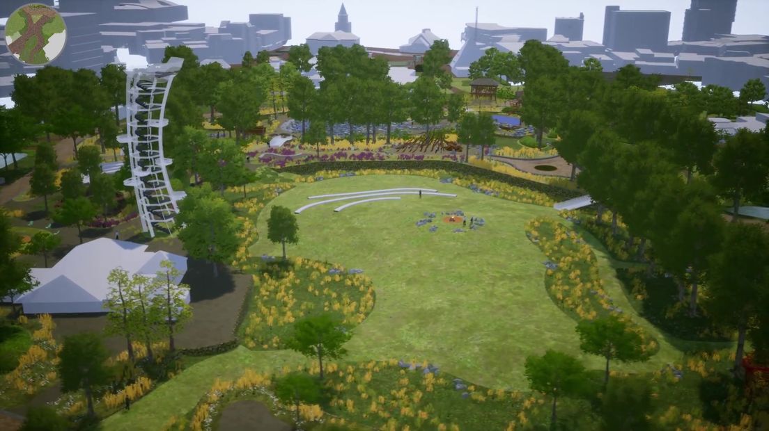 Een impressie van het Rensenpark zoals het er in de toekomst uit kan gaan zien
(Rechten: gemeente Emmen)