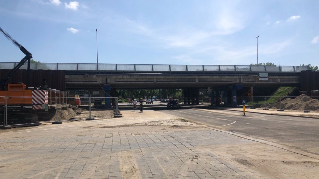 Eerdere werkzaamheden aan het viaduct bij de Paterswoldseweg in Groningen