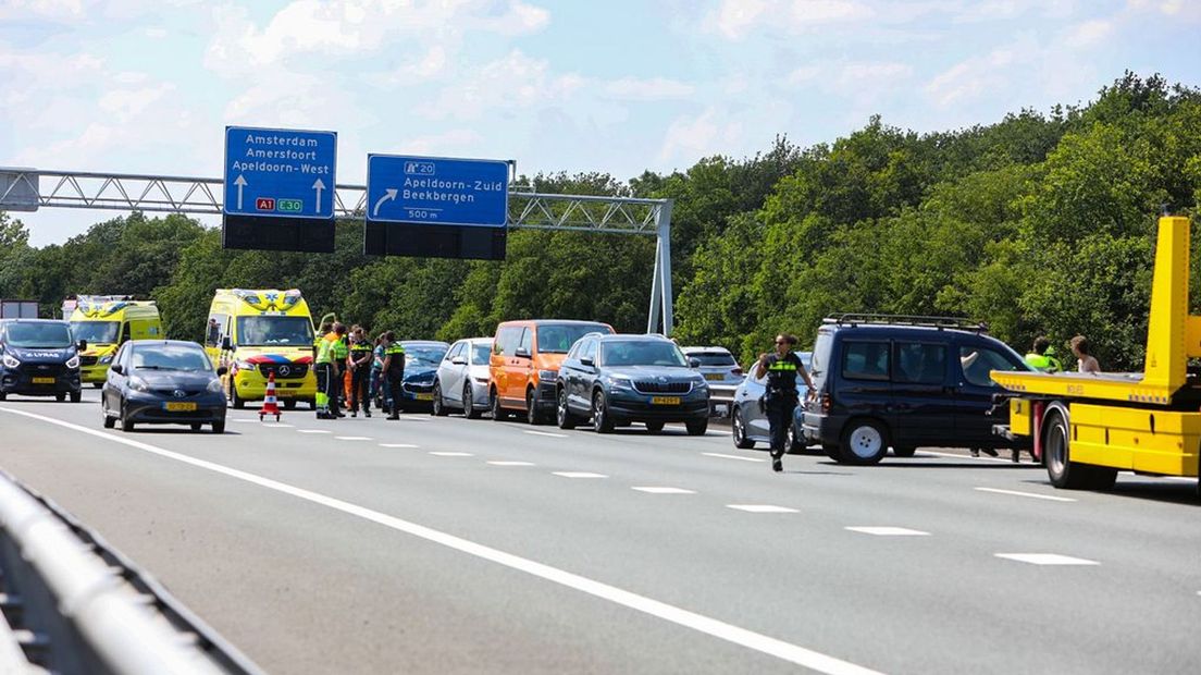 De plek van het ongeval op de A1