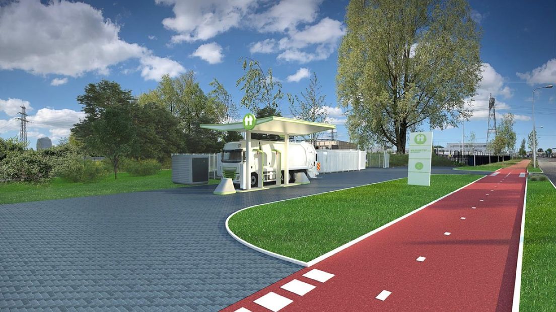 Het waterstoftankstation wordt aan de Bornholmstraat in Stad gebouwd