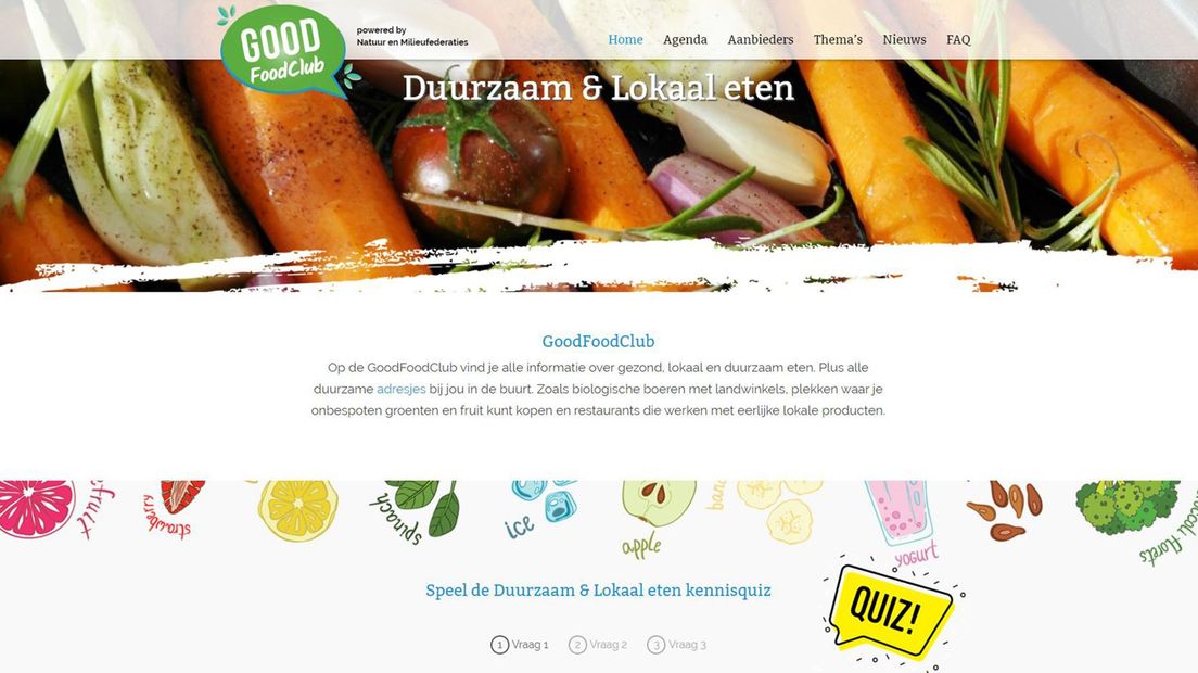 Op de ‘GoodFoodClub.nu’ staan alle duurzame aanbieders in jouw buurt (Rechten: homepage website)