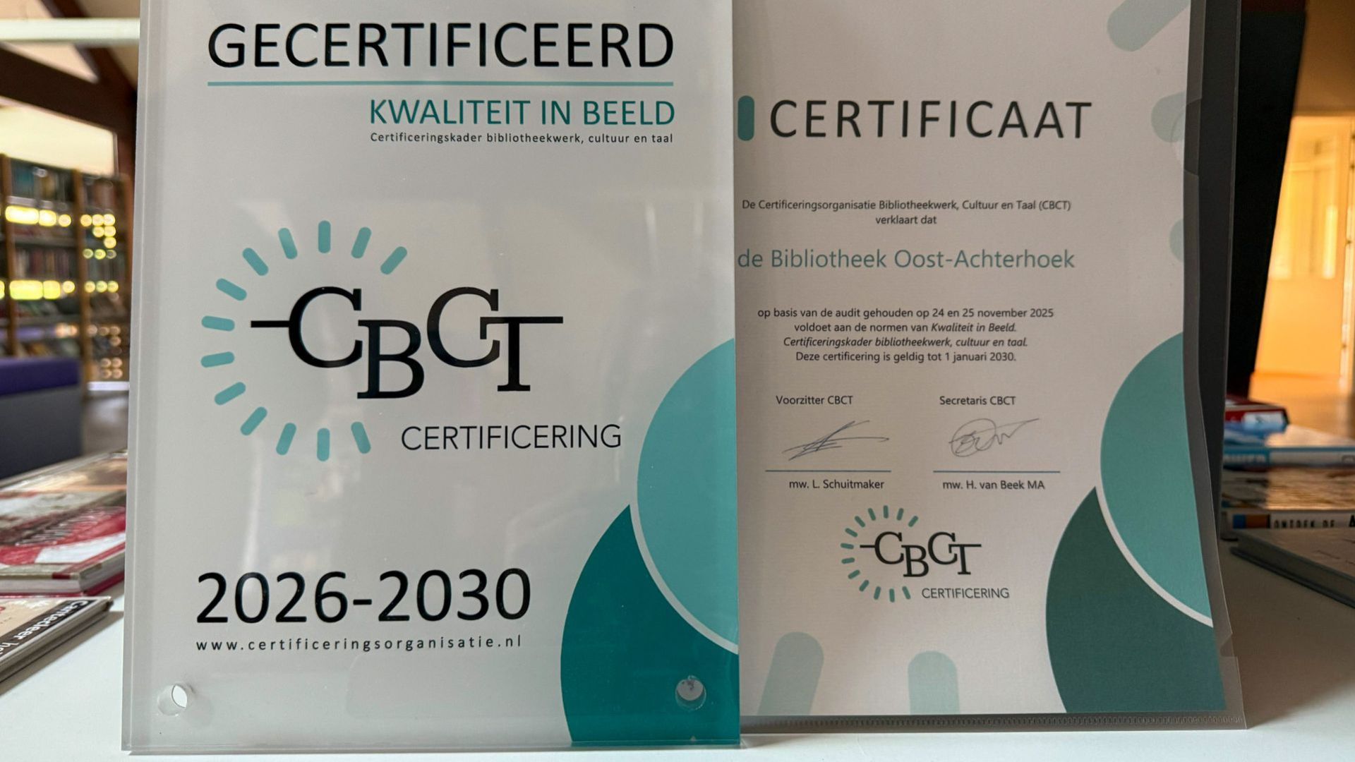 Certificaat Bibliotheek Oost-Achterhoek.