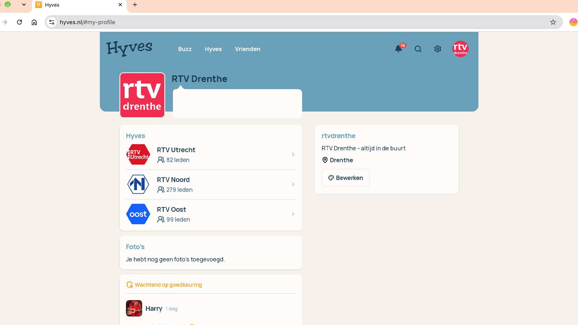 De Hyves-pagina van RTV Drenthe