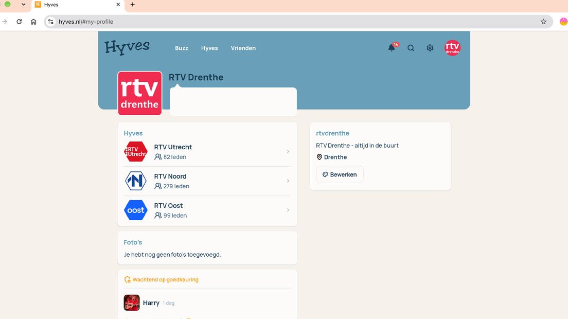 De Hyves-pagina van RTV Drenthe