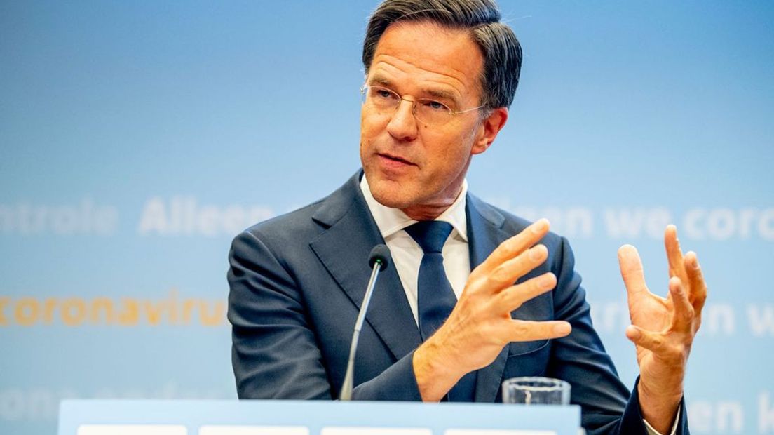 Minister-president Mark Rutte tijdens een eerdere persconferentie.