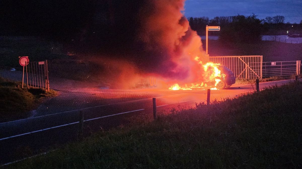 Inzittenden ontsnappen uit brandende auto na botsing