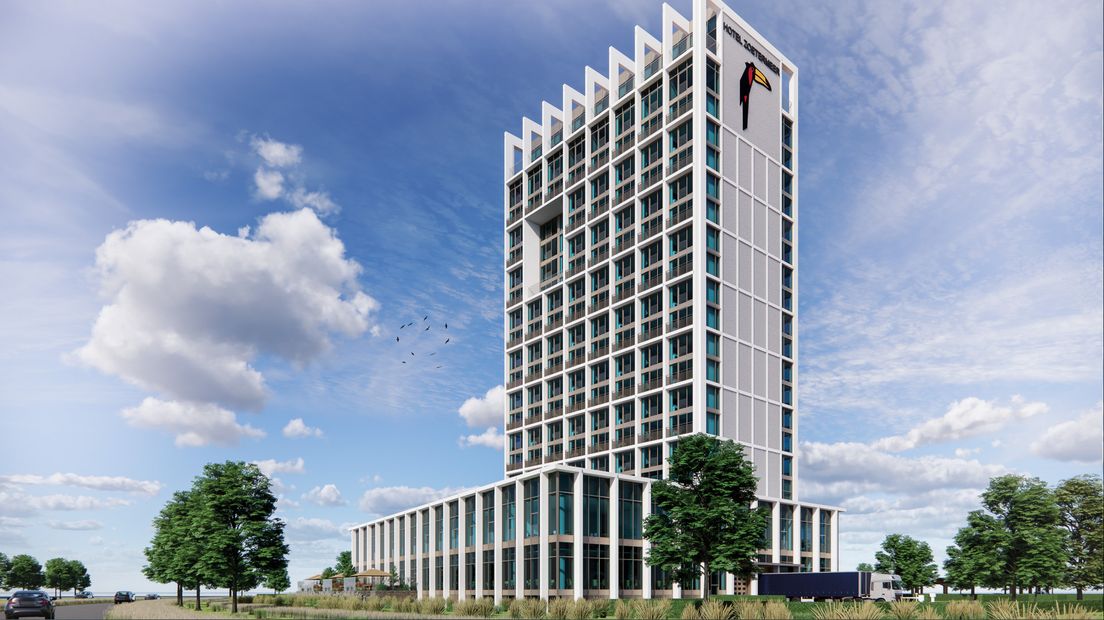 Het Van der Valk-hotel zoals dat in Zoetermeer wordt gebouwd