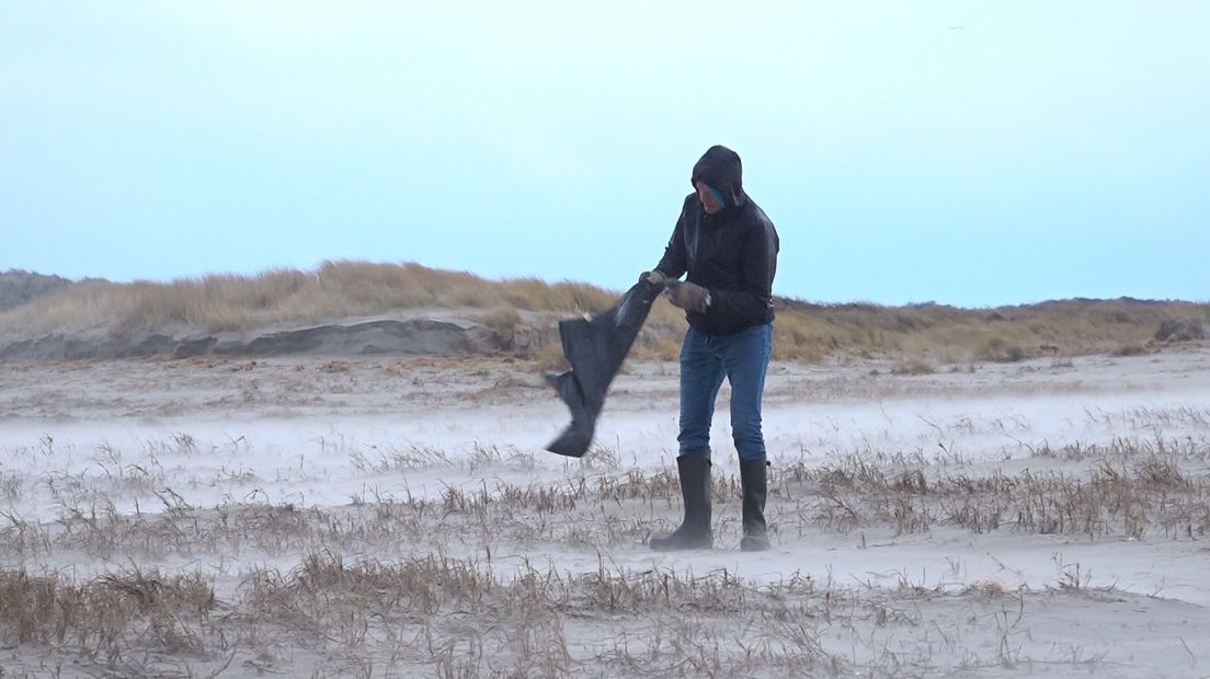 Schoonmaakhulp op het strand