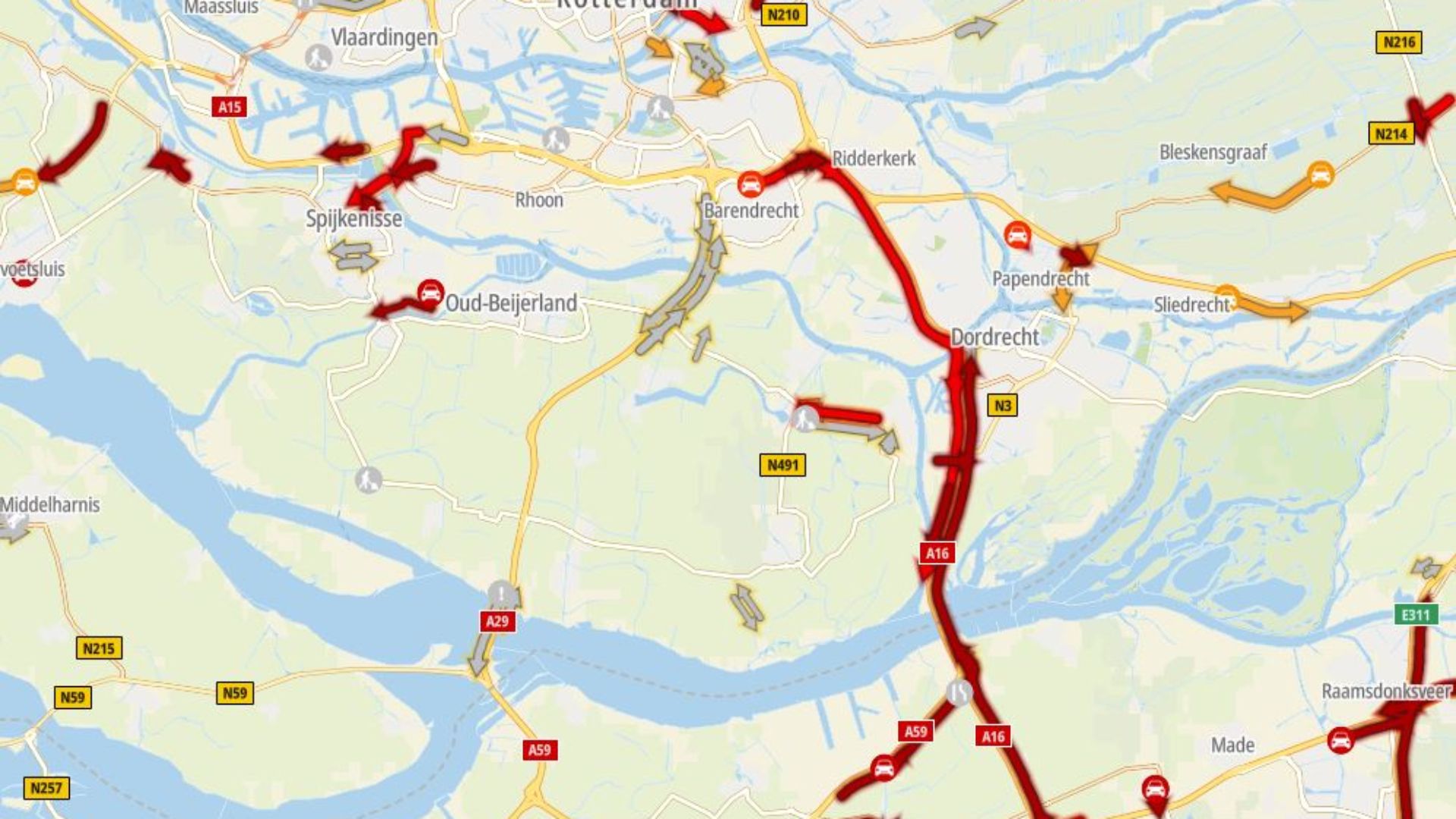 Het verkeersbeeld op dinsdag 2 mei rond 18:00 uur