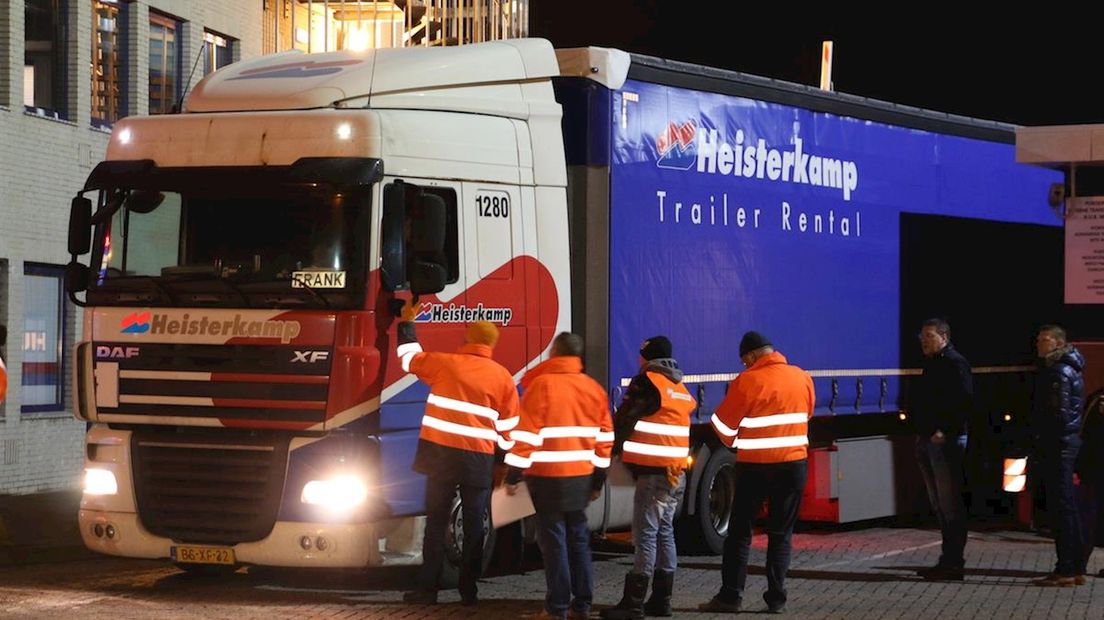 Actie bij transportbedrijf Heisterkamp in Oldenzaal
