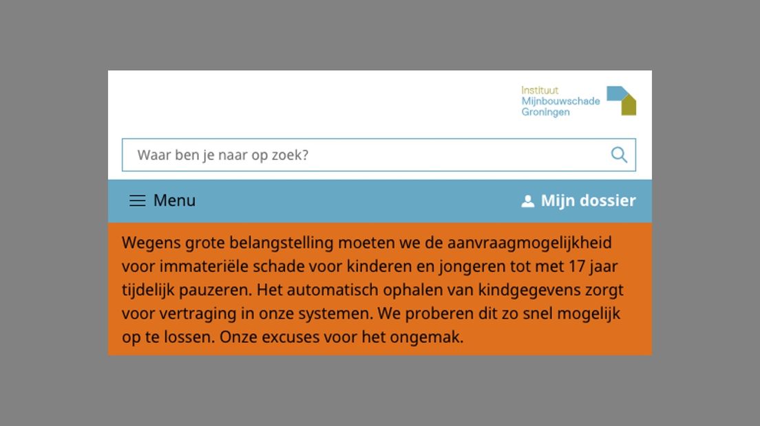 De foutmelding die ouders te zien kregen maandagochtend