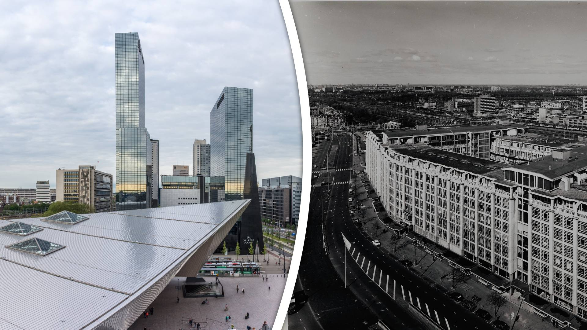 Het Weena kent met het Groothandelsgebouw en de Delftse Poort veel iconische gebouwen