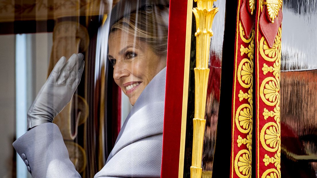 Koningin Máxima vorig jaar in de Glazen Koets tijdens Prinsjesdag