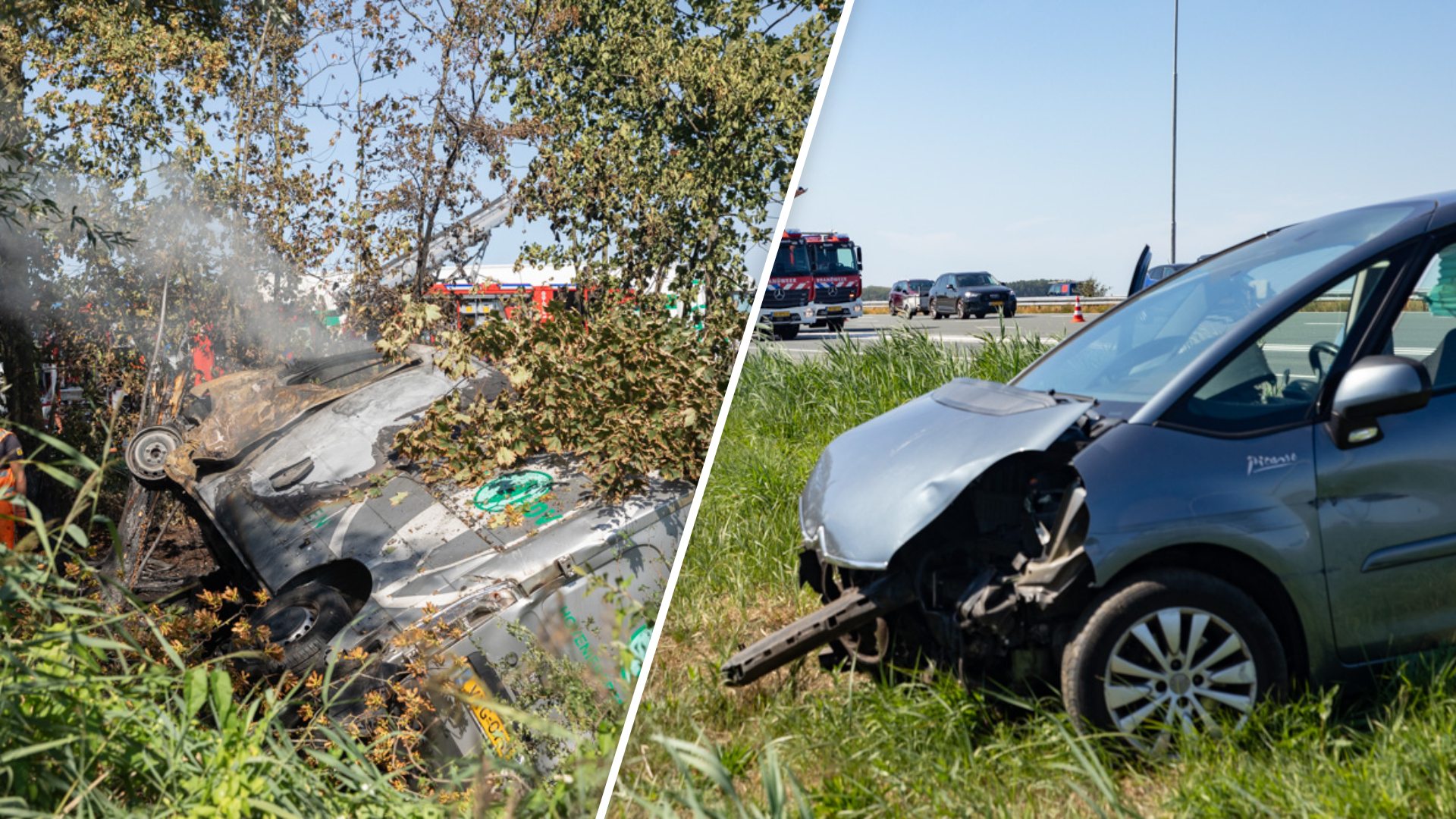 Auto crasht na gevaarlijk rijgedrag