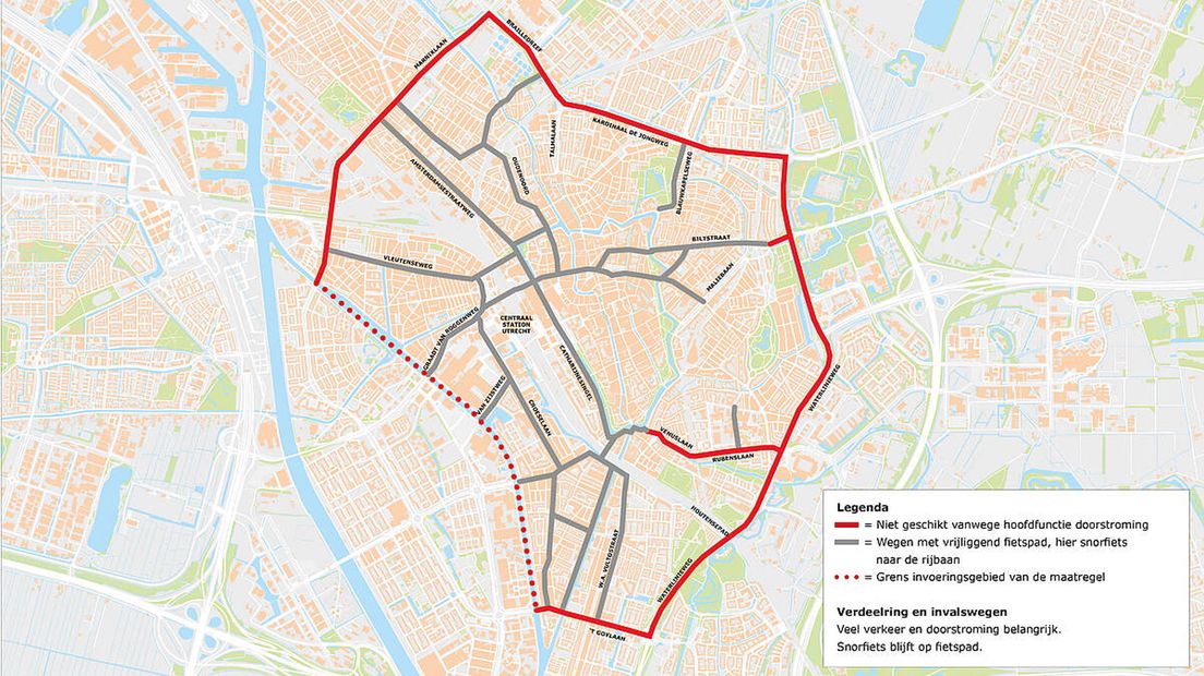 Snorfietser van het fietspad in dit deel van Utrecht.
