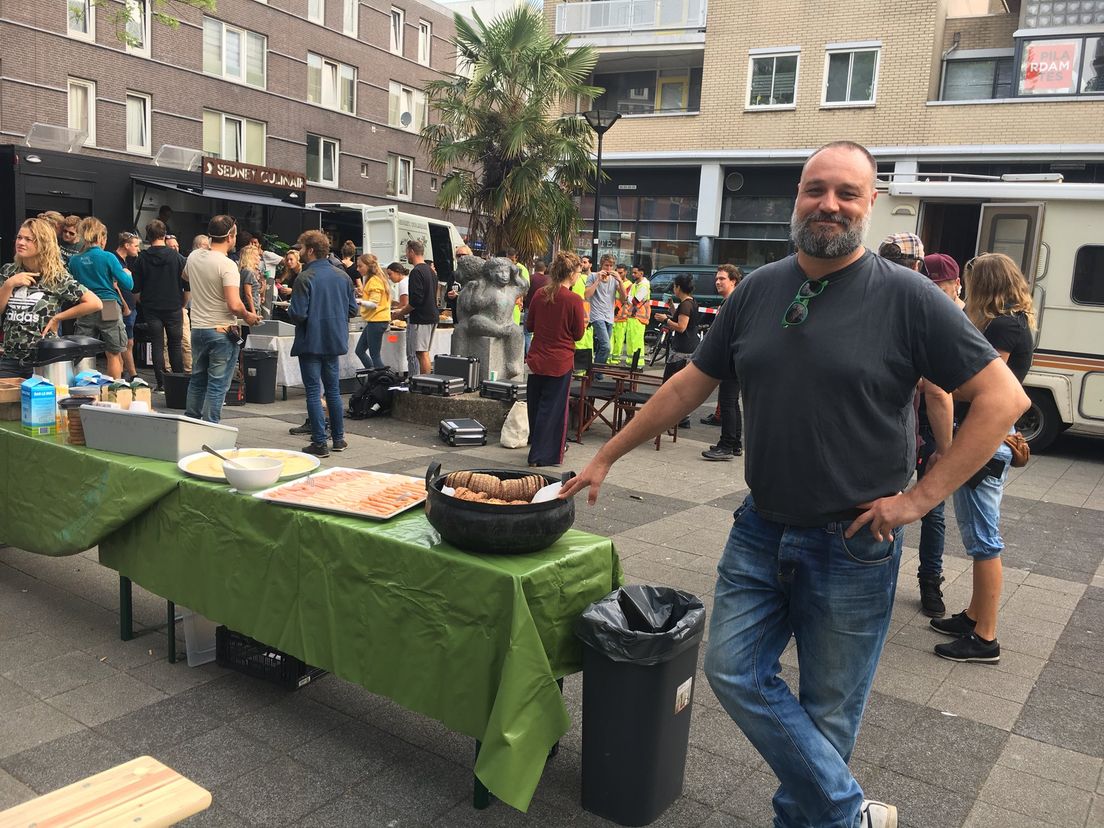 Filmopnames met Jeroen Krabbé op de Nieuwe Binnenweg in Rotterdam