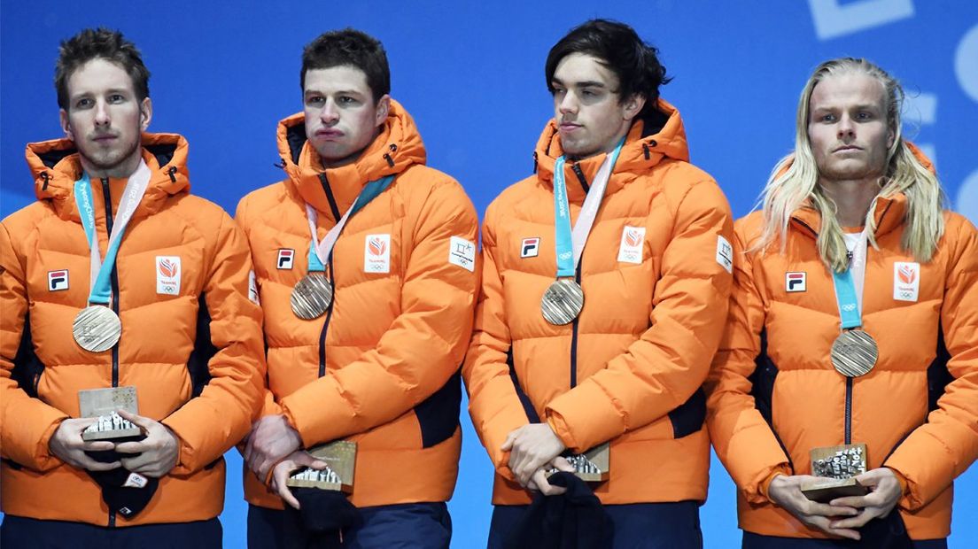 Bronzen medaillewinnaars Blokhuijsen, Kramer, Roest en Verweij.
