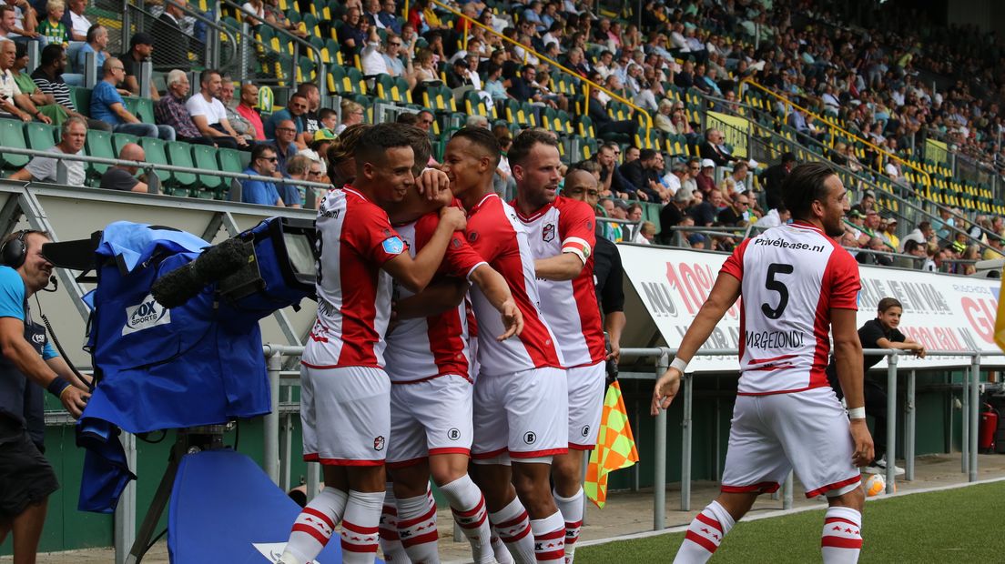 FC Emmen viert een goal tegen ADO Den Haag (Rechten: Gerrit Rijkens)