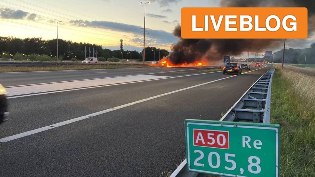 Brand op de A50.