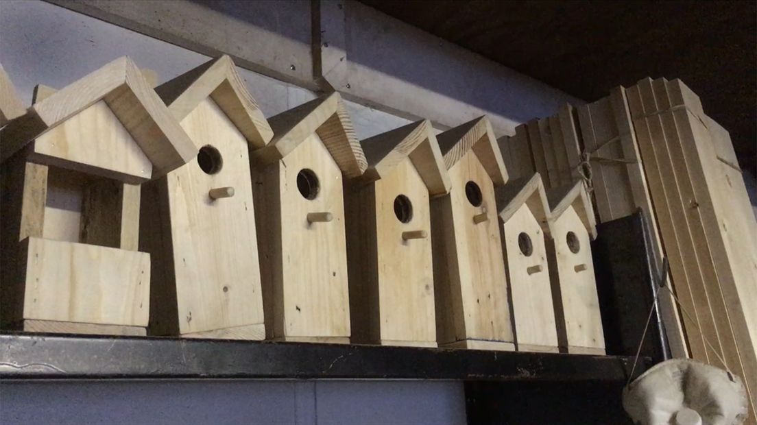 Vogelhuisjes die Henk heeft gemaakt