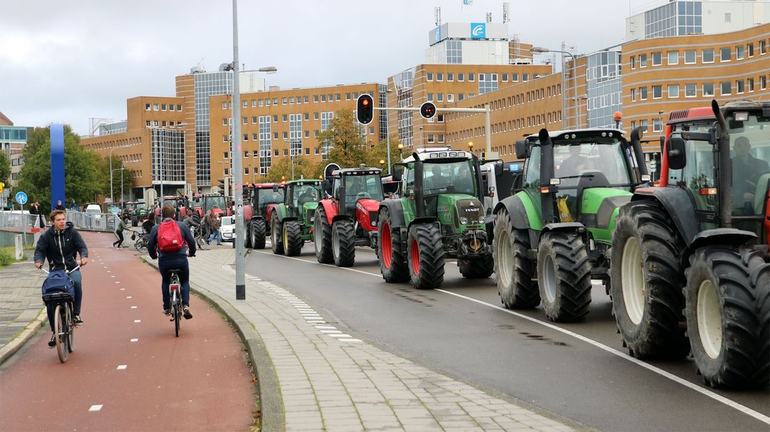 De protestactie dinsdagmiddag bij het Hoofdstation van Groningen