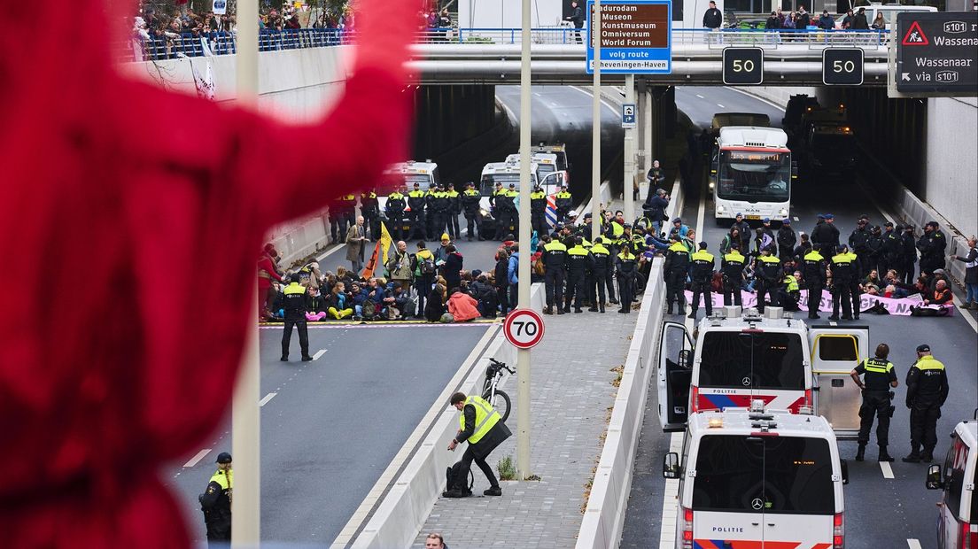 Een eerdere blokkade van de A12 door klimaatdemonstranten