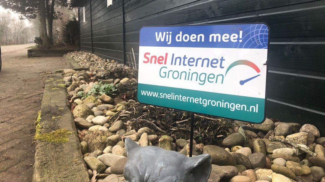 Een bordje van Snel Internet Groningen