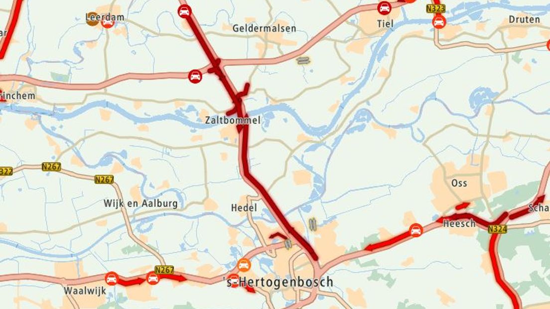 De situatie rond 8.30 uur. Bron: TomTom